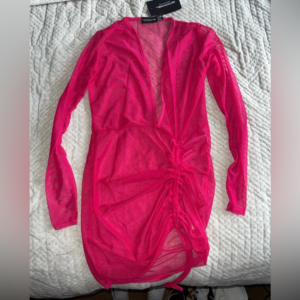 Sheer hot pink dress/cover up